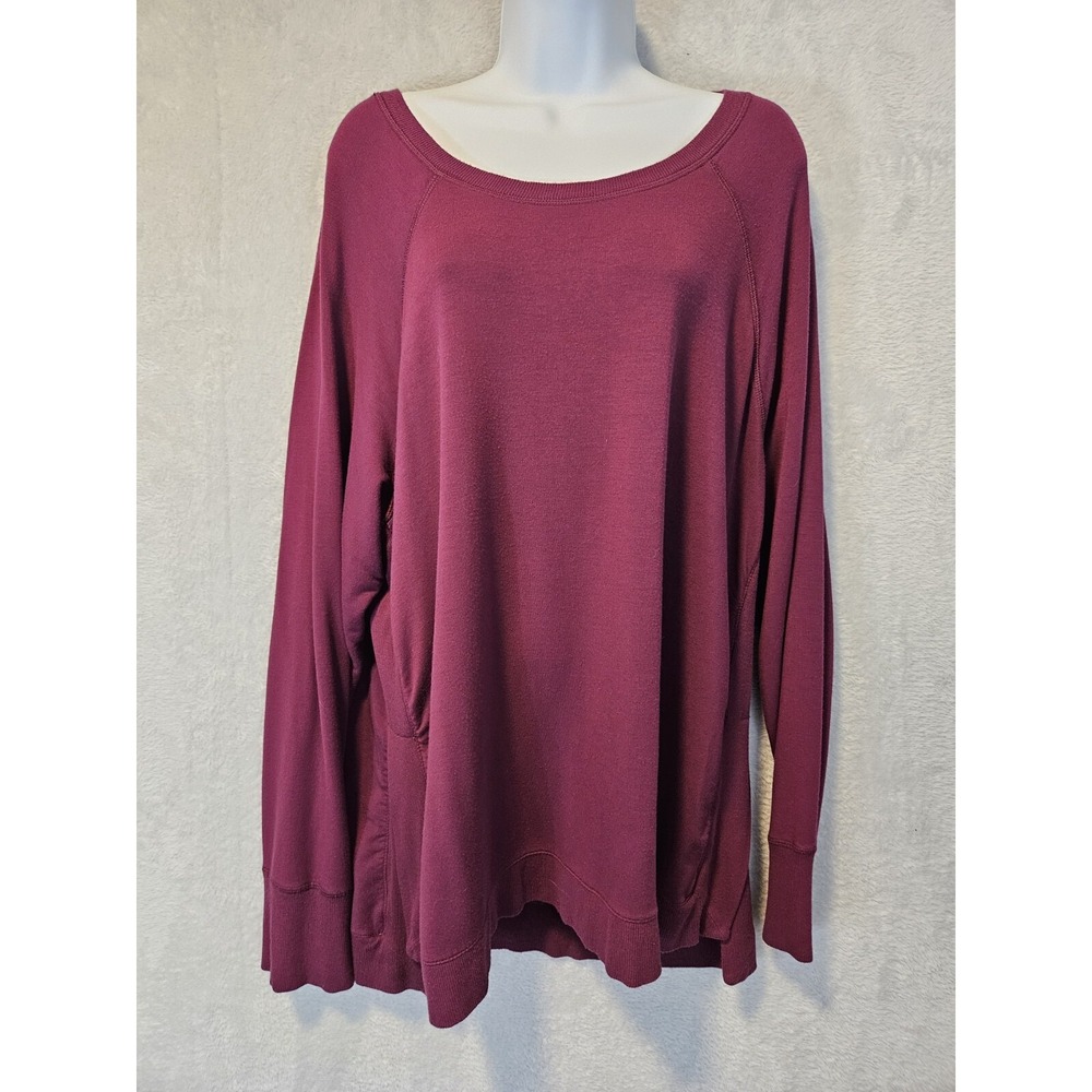 Active Life Size XXL Burgundy Active Shirt Thumb Sleeves Slits on‎ Sides Modal